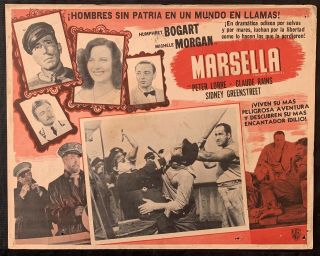 Humphrey Bogart Passage To Marseille Mexican Lobby Card Vintage 1944