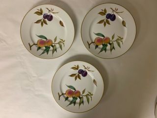 Royal Worcester English Evesham Gold :: Set Of 4 Plates Fine Porcelain
