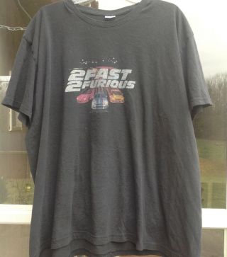 Vintage 2 Fast 2 Furious Movie Promo Logo Paul Walker T Shirt Size XXL WoW 3