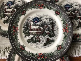 Royal Stafford Christmas Village,  Winter Valley,  House Dinner Plates 4