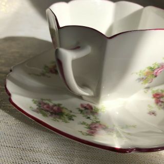 Vintage Shelley Queen Anne Dainty Rose Cup & Saucer Set Floral Pink Red 3