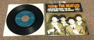 Rare Four By The Beatles Records 45 Album Vinyl Picture Sleeve