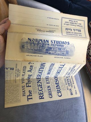 Rare 1920’s Black Americana Silent Film Brochure Norman Studios Jacksonville