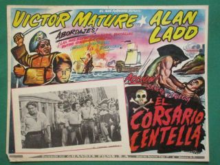 Alan Ladd Captain Caution Victor Mature Pirates Art Mexican Lobby Card 2