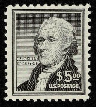 Scott 1053 $5 Alexander Hamilton 1954 Nh Og Never Hinged