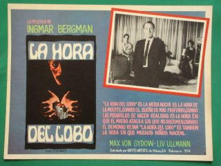 Ingmar Bergman Hour Of The Wolf Liv Ullman Vartigmmen Horror Mxn Lobby Card 3