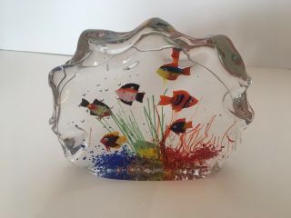 MURANO Colorful TROPICAL Fish AQUARIUM Art Glass SCULPTURE Paperweight 7 