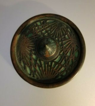 Tiffany Studios York Pine Needle 936 Green Glass Paperweight Favrile Bronze 2