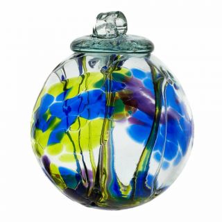 Kitras Art Glass 12 " Spirit Ball,  Multi - Blue