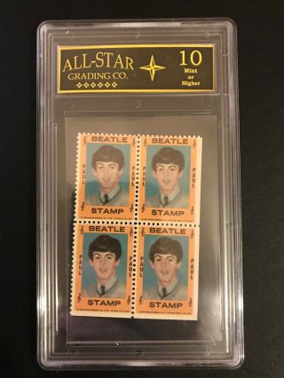 The Beatles Paul Mccartney 1964 Hallmark Stamp Block Graded Asg 10