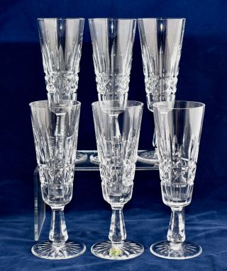 Set Of 6 Waterford Crystal Kylemore Champagne Flutes - 20cm/200ml