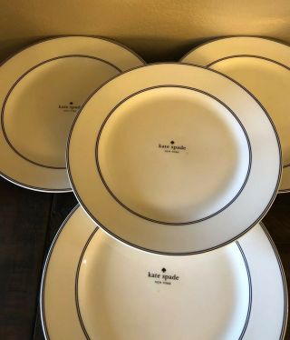 Kate Spade York Nags Head Navy 11 " Dinner Plates Navy & White Set Of 4