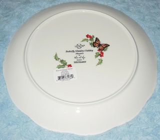 Lenox Butterfly Meadow 4 Christmas Holiday Monarch Amaryllis Dinner Plates NWT 3