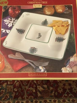 In The Box Spode Christmas Tree Square All In One Chip And Dip Set