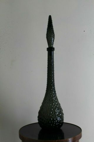 Vintage Mcm Italian Gray Green Bubble Genie Bottle Decanter 1960s Empoli