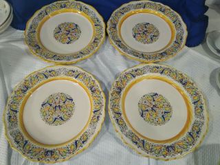 Meridiana Ceramiche Hand - Painted Dinner Plates Set Of 4 Crafted In Italy