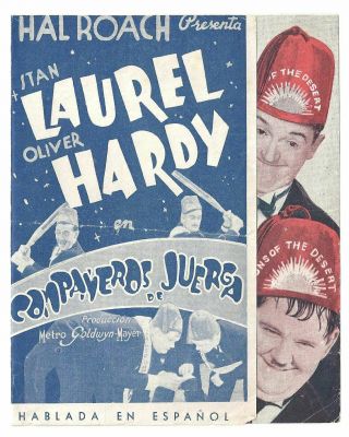Pteb 028 Sons Of The Desert Laurel Hardy Spanish Double Herald Mini Poster