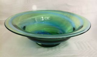 Vintage Green & Blue Studio Art Glass Bowl