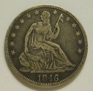 1846 Tall Date Seated Liberty Half Dollar Vf Better Date