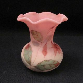 Antique Thomas Webb & Sons Queens Burmese Glass Vase Signed Uranium Vaseline