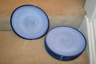 Set Of (6) Sango Nova Blue Dinner Plates 10.  5 " Diameter