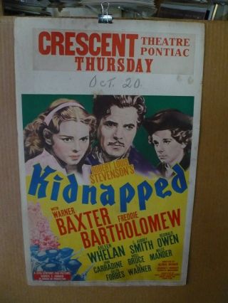 Kidnapped,  Orig Flat Window Card [warner Baxter,  Freddie Bartholomew] - 1938