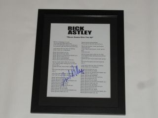 Rick Astley Signed Framed And Matted " Never Gonna Give You Up " Lyric Sheet Proof