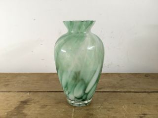 Eamonn Vereker Hand Blown Art Glass Green Swirly Vase Australia