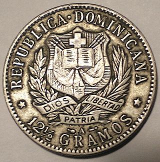 DOMINICAN REPUBLIC Silver 1/2 PESO 1897 - A KM - 15 Mintage 917,  000 PpdUSA 2