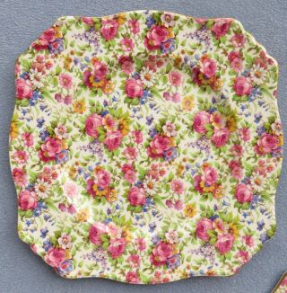 Royal Winton Summertime Floral Rose Chintz Ascot Square Dinner Plate