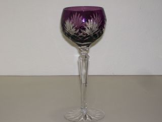 Ajka Hoch Wine Stem Crystal Goblet Amethyst Cut To Clear Caroline Pattern