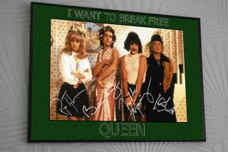 Freddie Mercury Queen I Want To Break Signed Framed Tribute