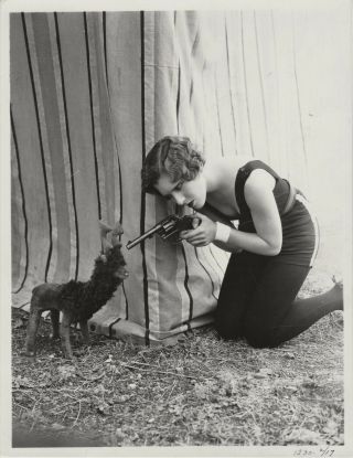 Jean Arthur Points A Gun At A Stuffed Animal Pub.  Photo.  Circa 1929