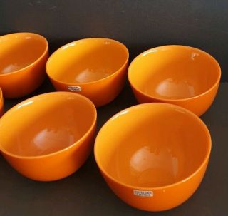 Set Of 6 Rare Orrefors Orange Colora Bowls 11x6cm