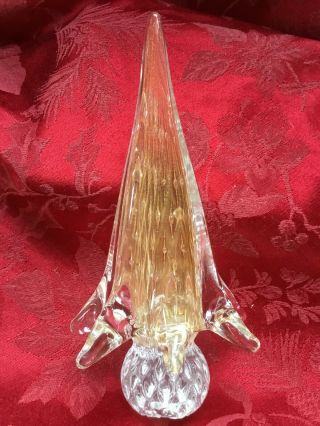 Flawless Stunning Murano Italy One Tier Gold Bubbles Art Crystal Christmas Tree