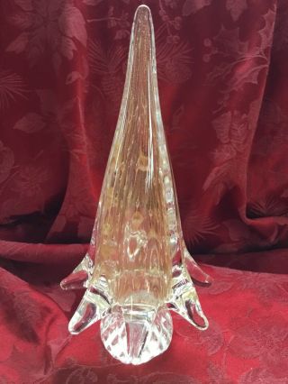 FLAWLESS Stunning MURANO Italy One Tier Gold BUBBLES Art Crystal CHRISTMAS TREE 3