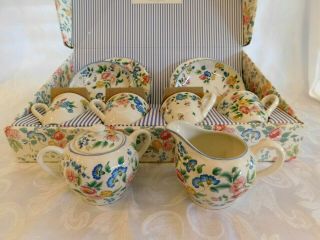 Vintage Laura Ashley Hazelbury Luncheon Tea Set w/ Box W/CREAM & SUGAR 2