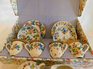 Vintage Laura Ashley Hazelbury Luncheon Tea Set w/ Box W/CREAM & SUGAR 3