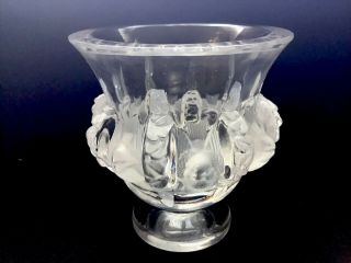A Lalique Frosted And Clear Crystal " Dampierre " Vase Signed Lalique France