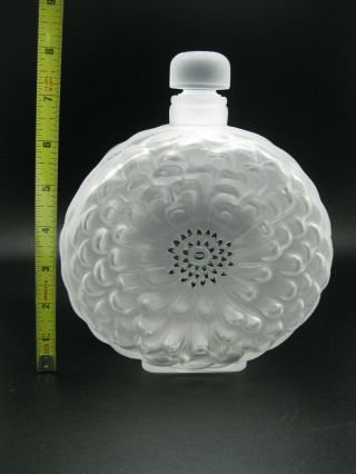 Large 8 " Lalique France Crystal / Glass Dahlia Perfume Bottle
