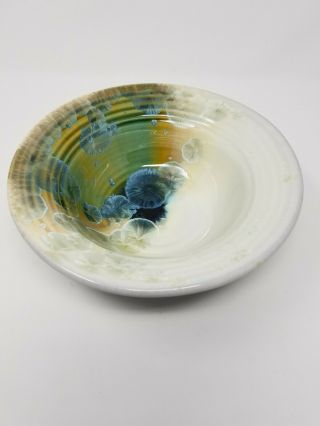Studio Art Handcrafted Pottery Crystalline Glaze Centerpiece Bowl 9.  5 Inches