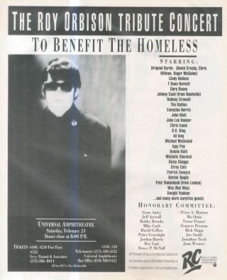 (sfbk47) Poster/advert 13x11 " The Roy Orbison Tribute Concert
