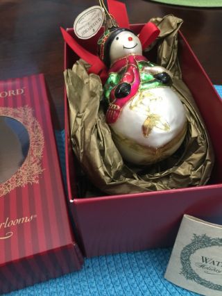 Waterford Anniversary “ Ashbourne Andy Snowman “ Glass Ornament Holiday Heirloom