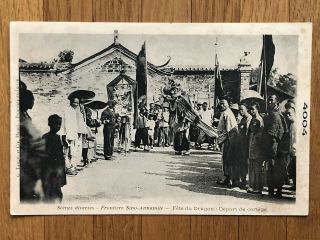 China Old Postcard Mission Chinese Dragon Festival Scene Langtou 1920