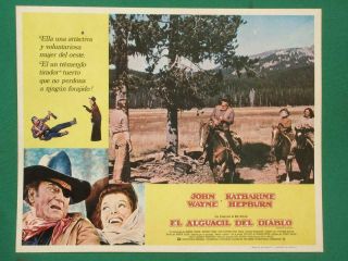 John Wayne Rooster Cogburn Katharine Hepburn Western Spanish Mexico Lobby Card 3