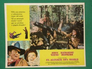 John Wayne Rooster Cogburn Katharine Hepburn Western Spanish Mexico Lobby Card 1