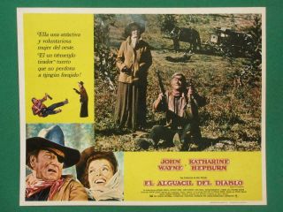 John Wayne Rooster Cogburn Katharine Hepburn Western Spanish Mexico Lobby Card 4