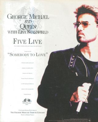(hfbk21) Poster Advert 13x11 " George Michael,  Queen,  Lisa Stansfield : Five Live