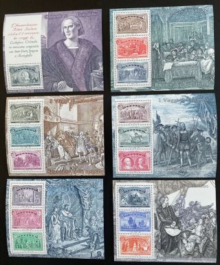 1992 Christopher Columbus Souvenir Sheets Complete Sets Portugal Spain Italy