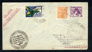 Brasil 1935 Airmail Cover To Surrey,  England,  Lufthansa Condor Zeppelin Postmark